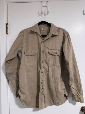 Vintage HERCULES work shirt with cat-eye buttons and gusset Intake  1950s VNT L
